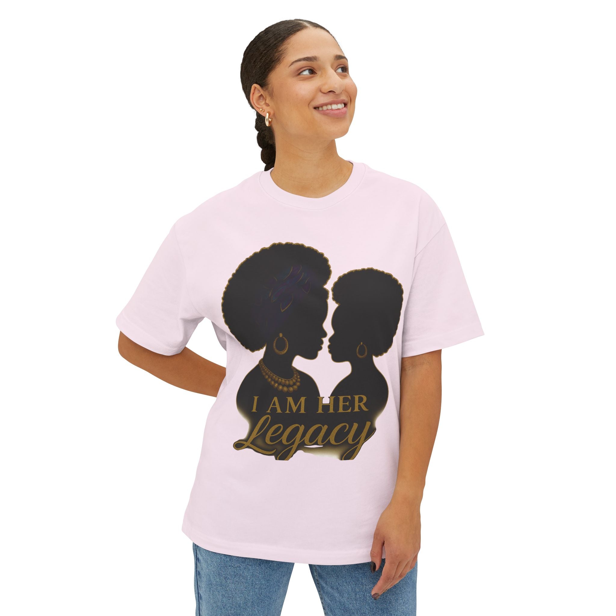 Legacy Silhouette Boxy Tee - I Am Her Legacy, Black History Month Shirt, Empowerment Wear, Gift for Her, Feminine Statement Top