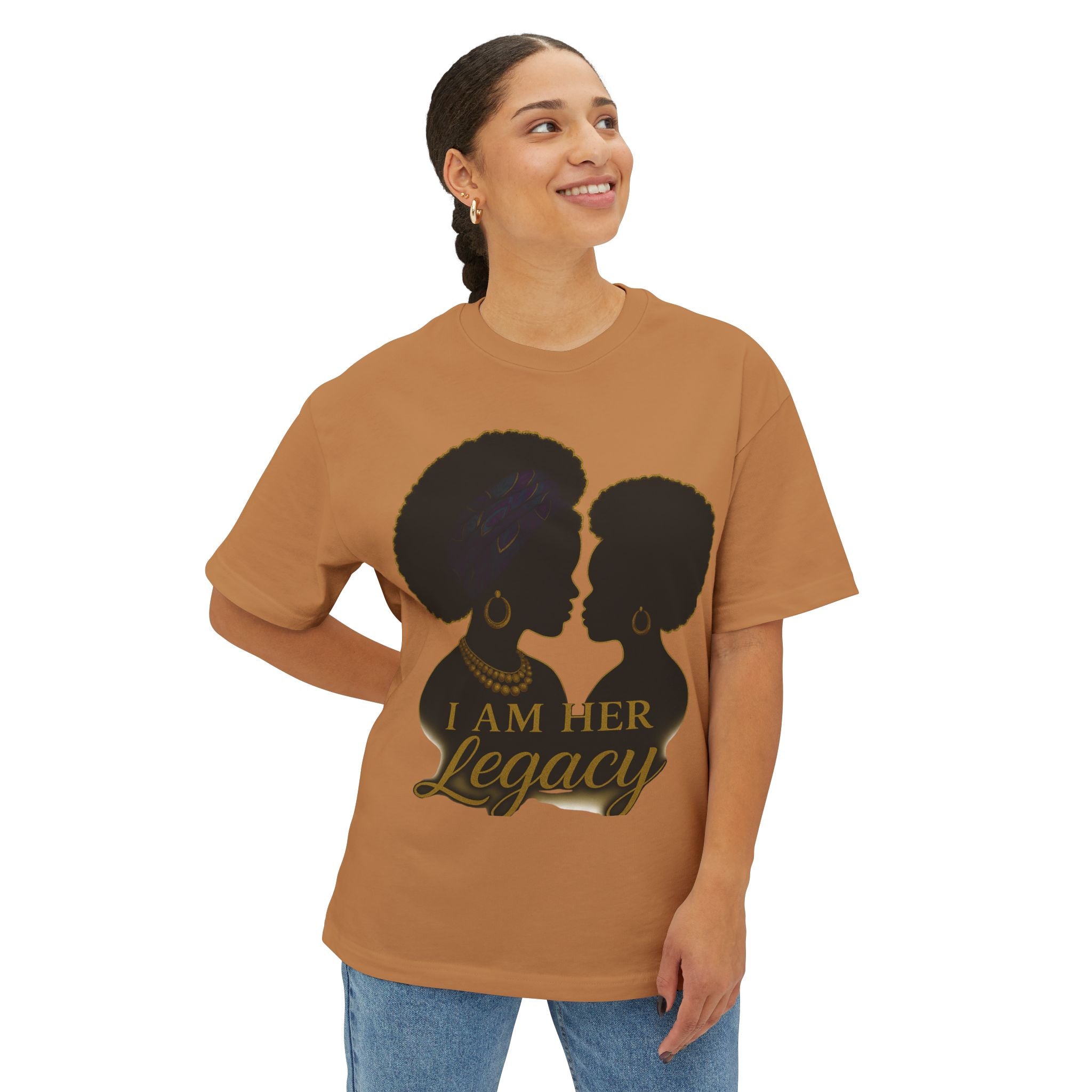 Legacy Silhouette Boxy Tee - I Am Her Legacy, Black History Month Shirt, Empowerment Wear, Gift for Her, Feminine Statement Top