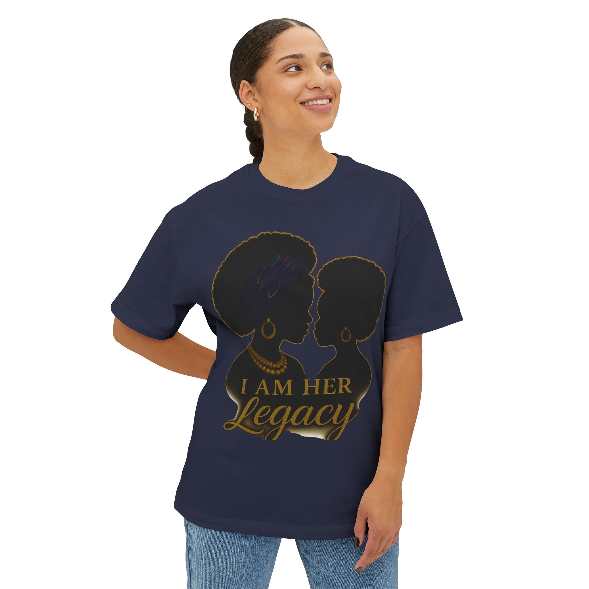 Legacy Silhouette Boxy Tee - I Am Her Legacy, Black History Month Shirt, Empowerment Wear, Gift for Her, Feminine Statement Top