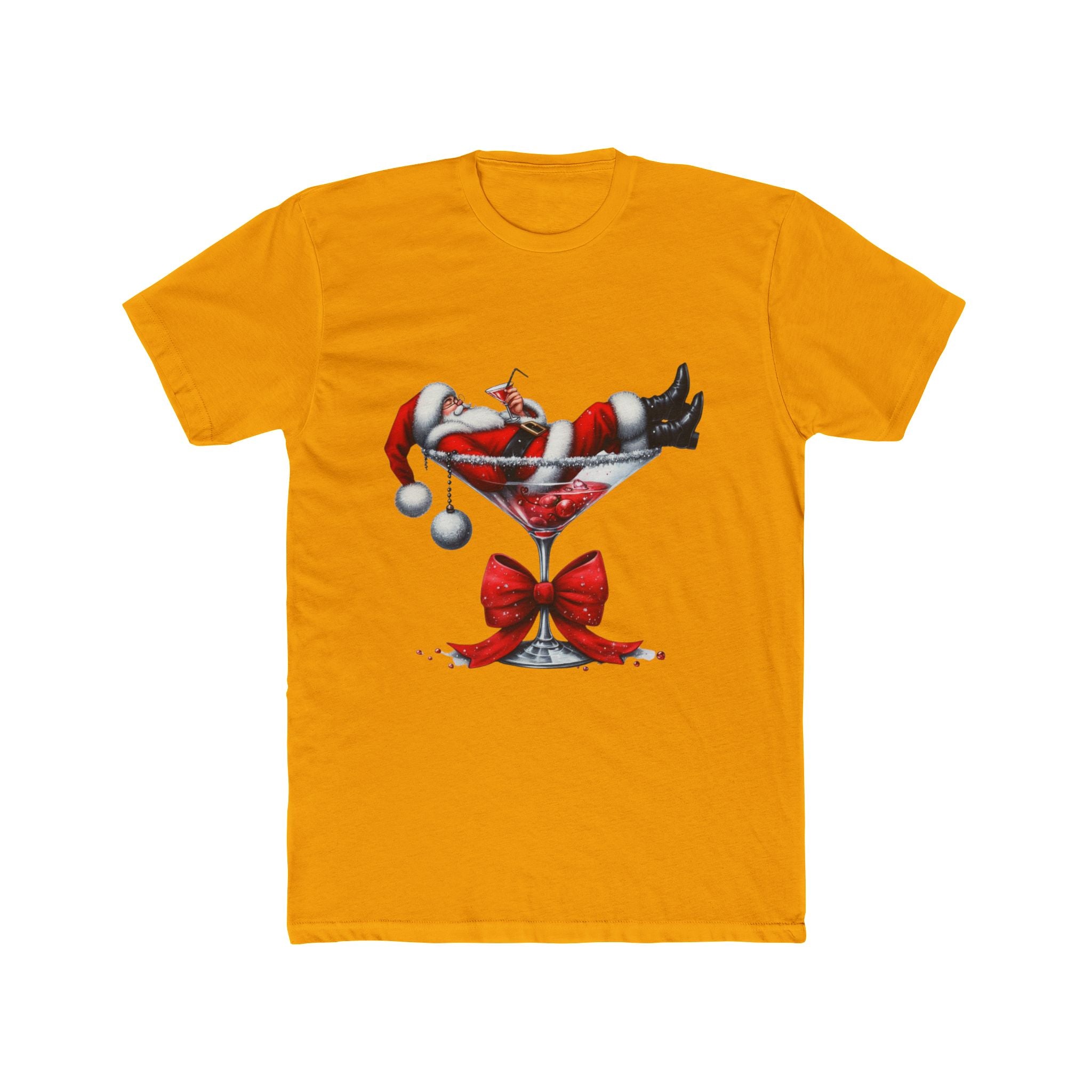 Festive Santa Martini Tee, Christmas Shirt, Holiday Gift, Unisex Crew Tee, Cozy Cotton Top, Fun Party Wear, Ugly Sweater Alternative