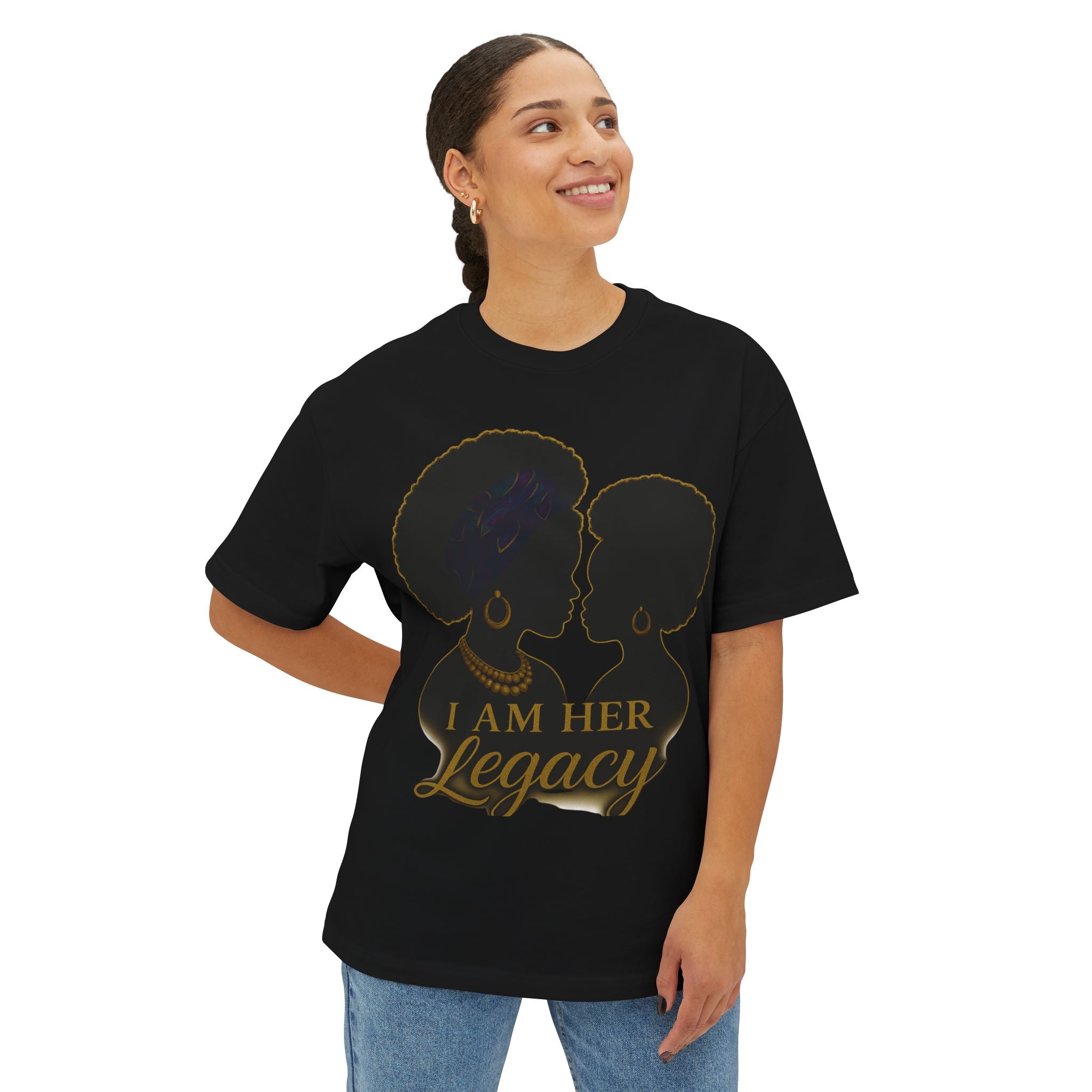 Legacy Silhouette Boxy Tee - I Am Her Legacy, Black History Month Shirt, Empowerment Wear, Gift for Her, Feminine Statement Top