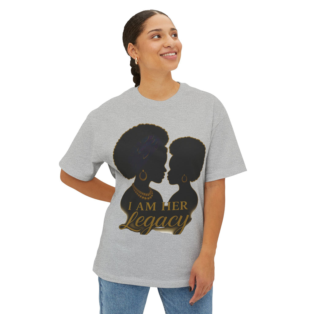 Legacy Silhouette Boxy Tee - I Am Her Legacy, Black History Month Shirt, Empowerment Wear, Gift for Her, Feminine Statement Top