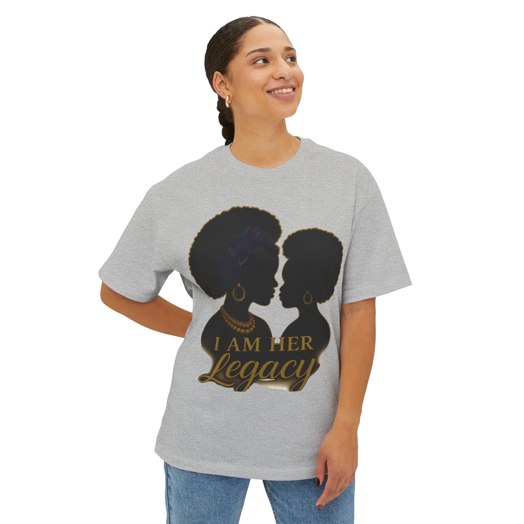 Legacy Silhouette Boxy Tee - I Am Her Legacy, Black History Month Shirt, Empowerment Wear, Gift for Her, Feminine Statement Top