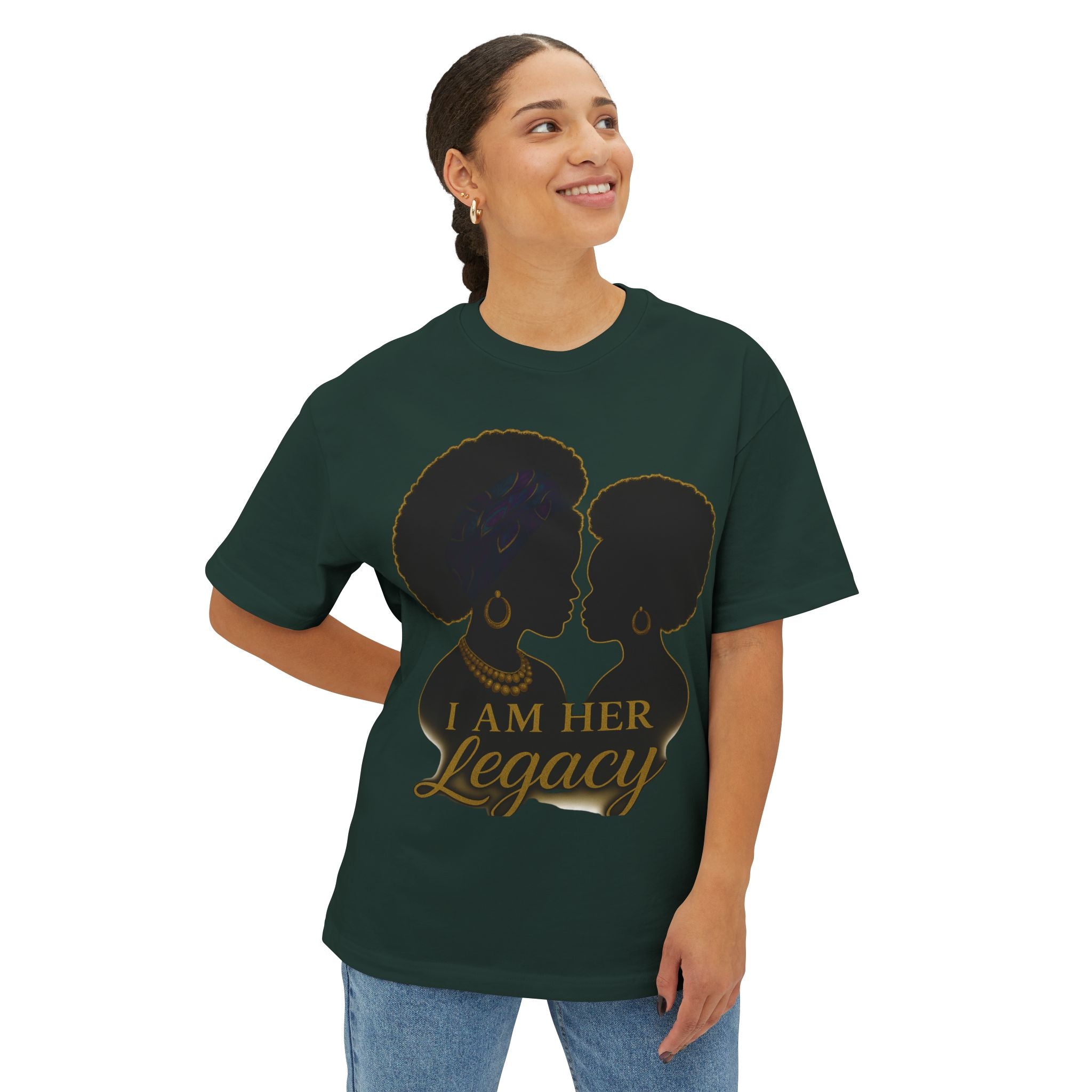 Legacy Silhouette Boxy Tee - I Am Her Legacy, Black History Month Shirt, Empowerment Wear, Gift for Her, Feminine Statement Top