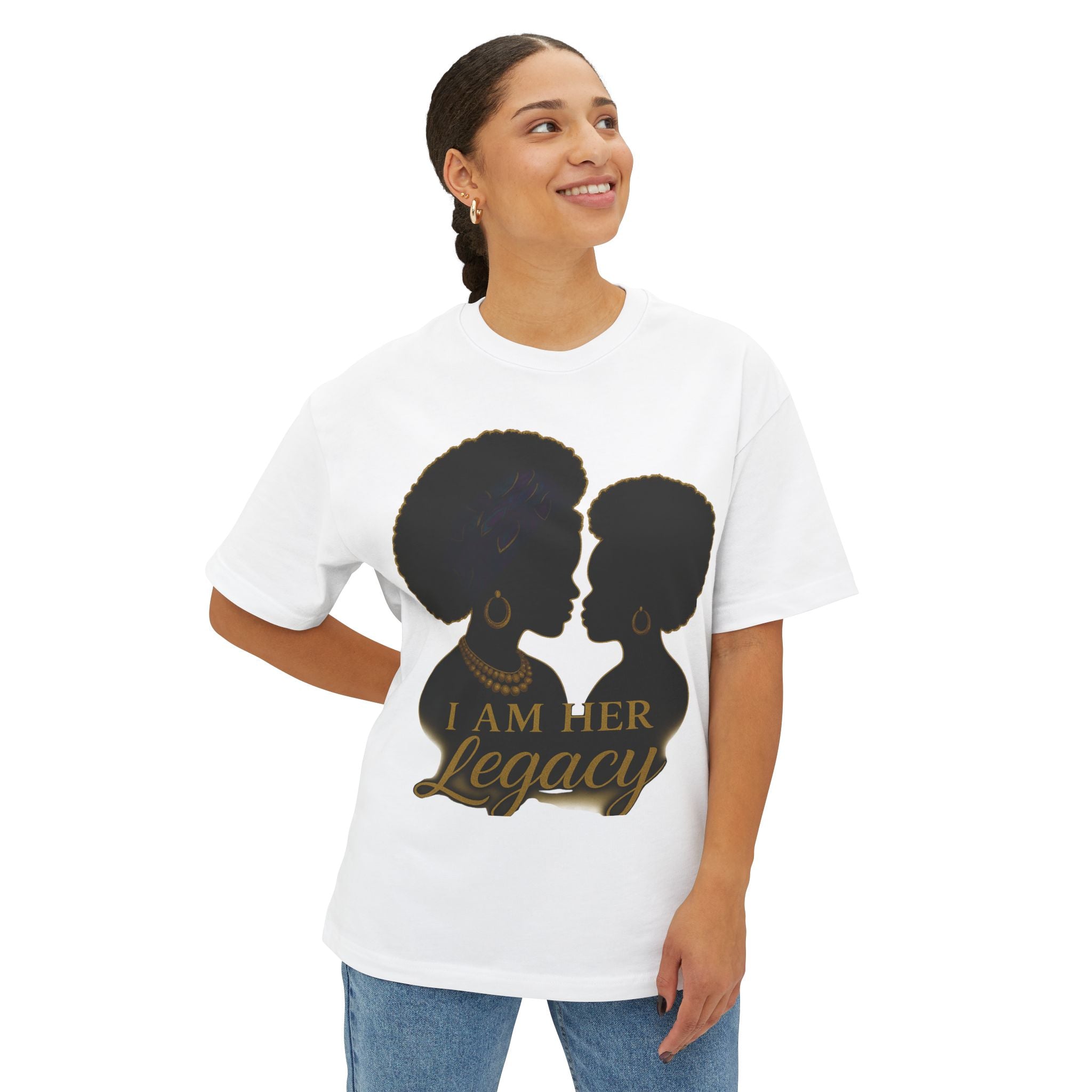 Legacy Silhouette Boxy Tee - I Am Her Legacy, Black History Month Shirt, Empowerment Wear, Gift for Her, Feminine Statement Top