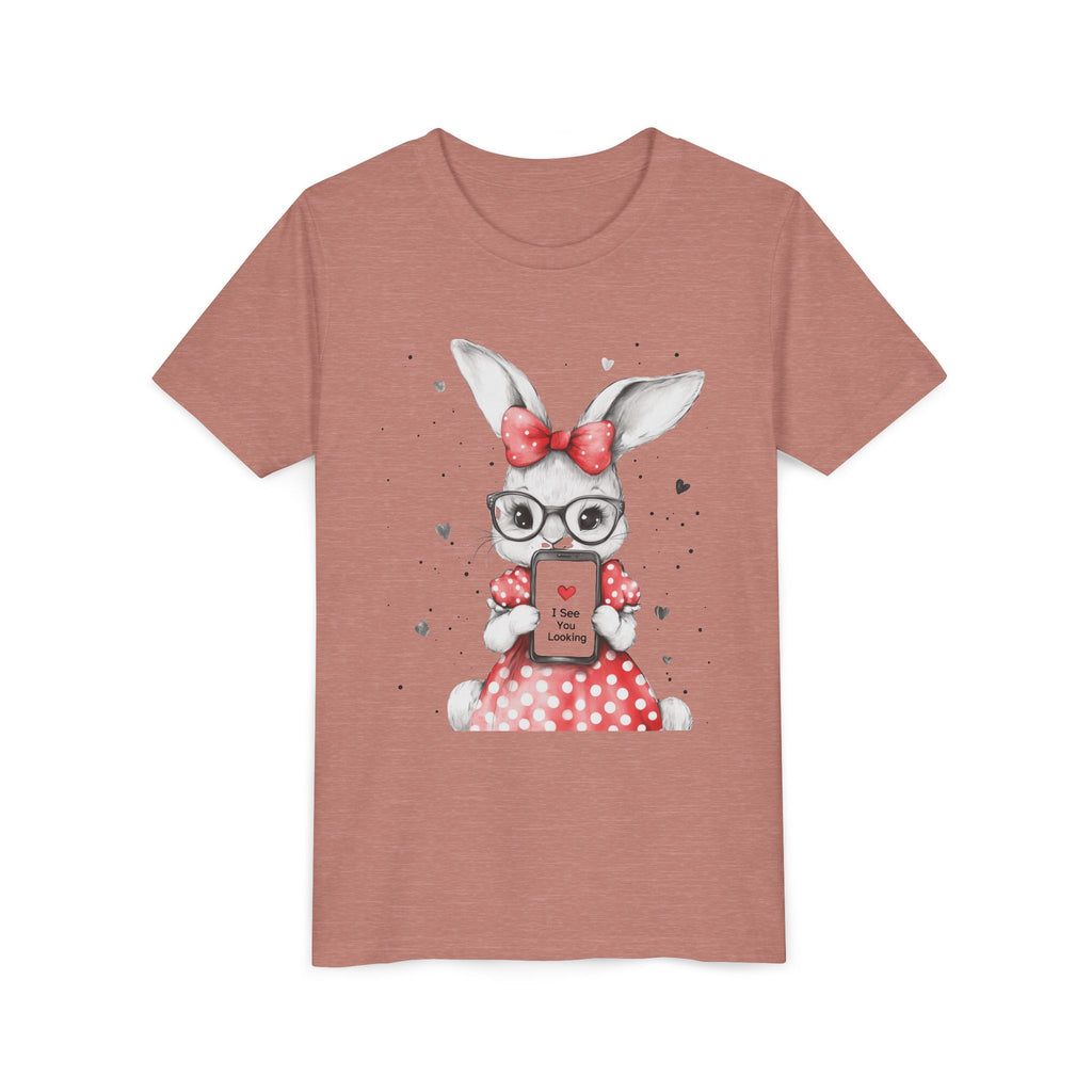 Adorable Bunny Graphic Youth Tee, Kids T-Shirt, Cute Animal Top, Spring Fashion, Easter Gift, Birthday Present