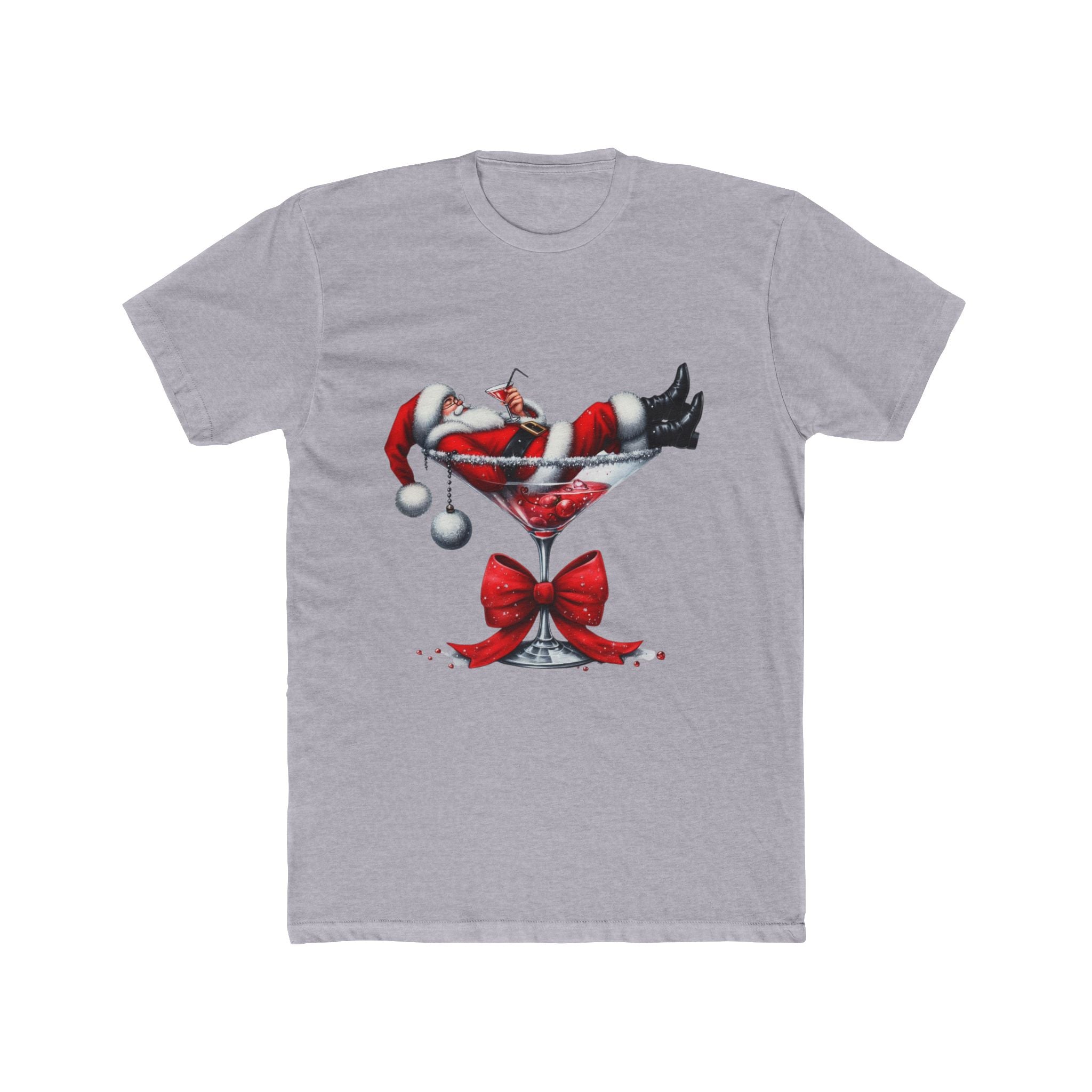 Festive Santa Martini Tee, Christmas Shirt, Holiday Gift, Unisex Crew Tee, Cozy Cotton Top, Fun Party Wear, Ugly Sweater Alternative