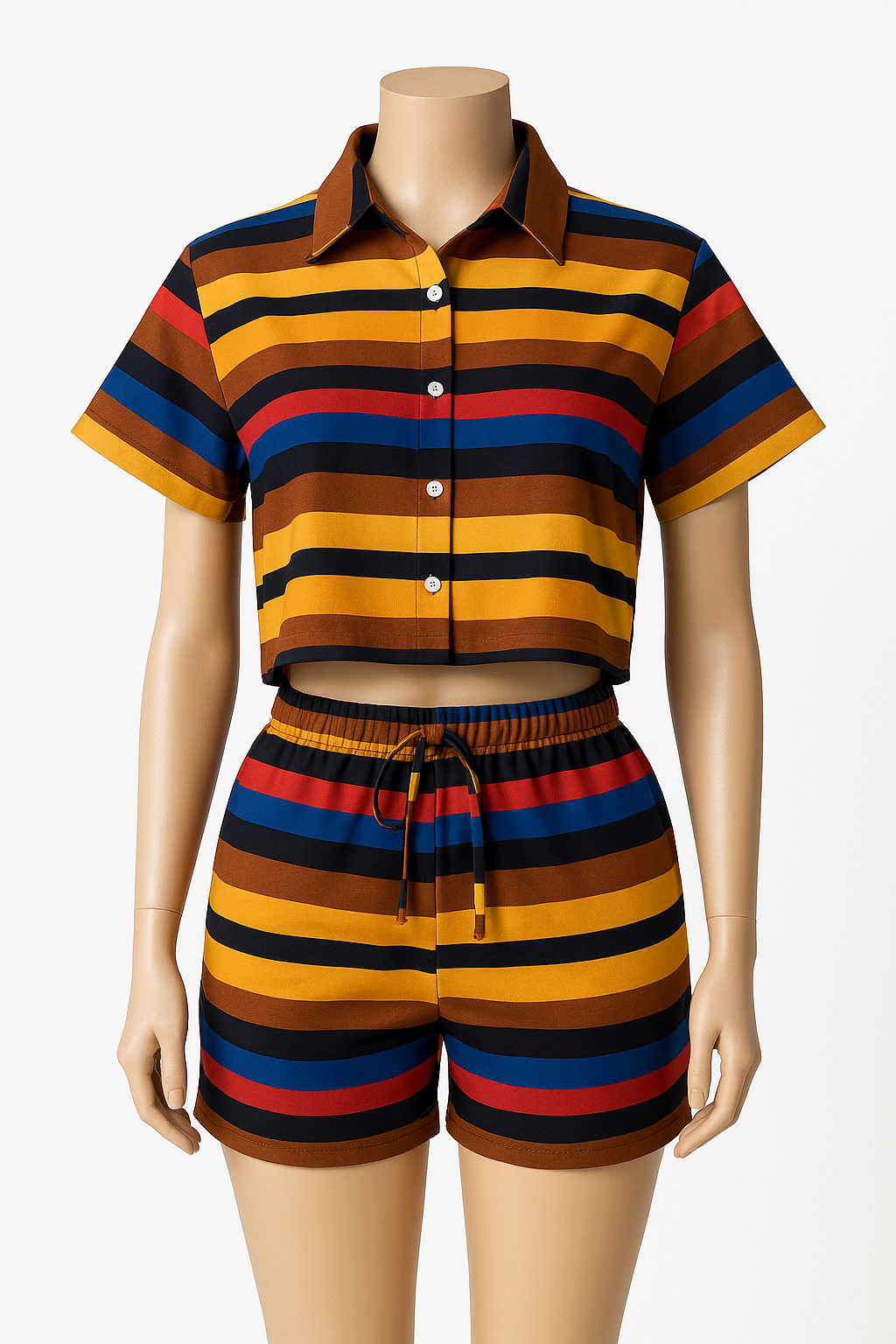 Crepe Two-Piece Crop Top & Shorts Set | Elegant Summer Outfit | Women’s Fashion