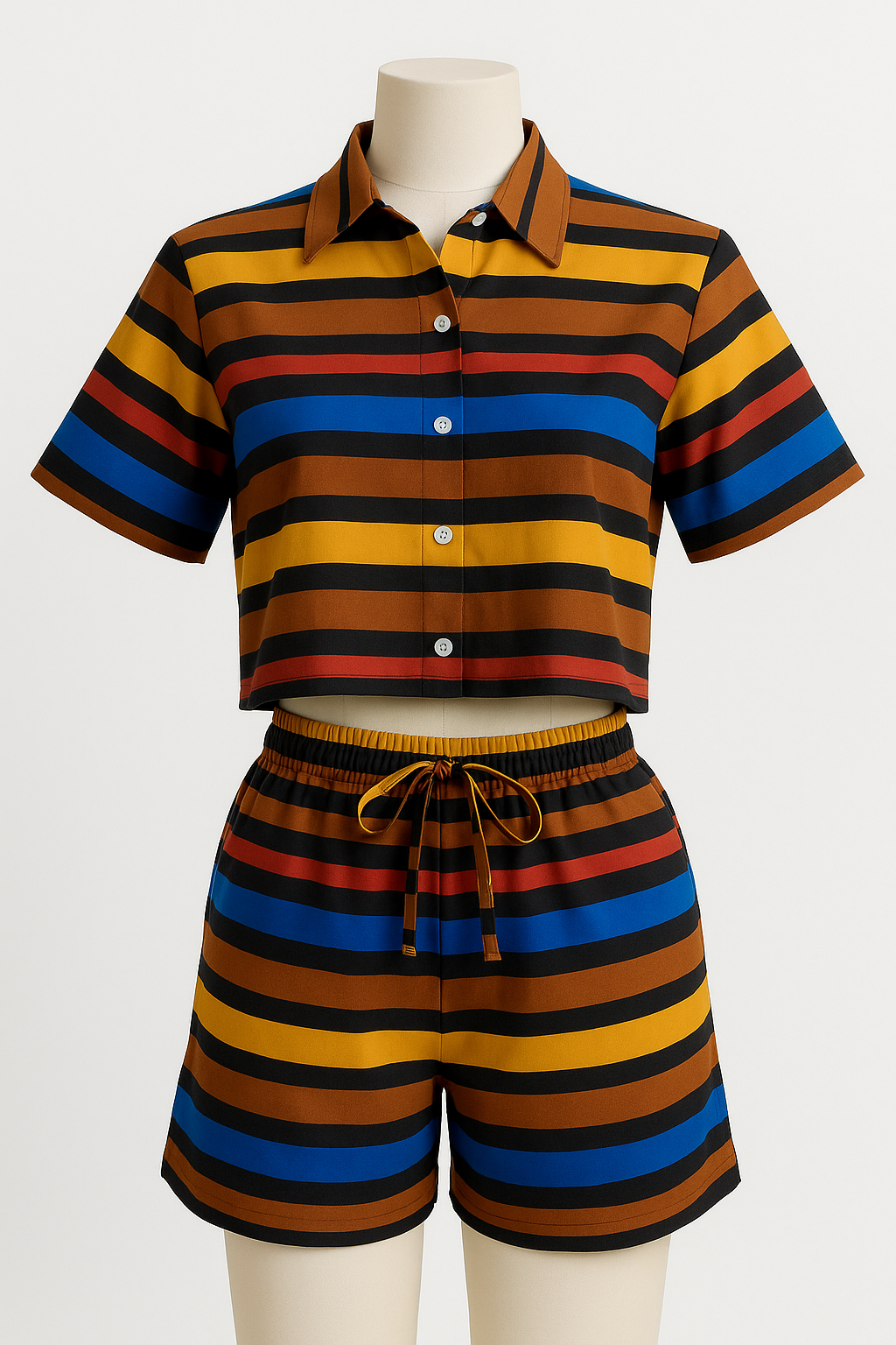 Crepe Two-Piece Crop Top & Shorts Set | Elegant Summer Outfit | Women’s Fashion