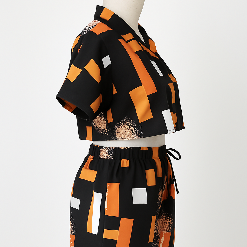 Crepe Two-Piece Crop Top & Shorts Set | Elegant Summer Outfit | Women’s Fashion