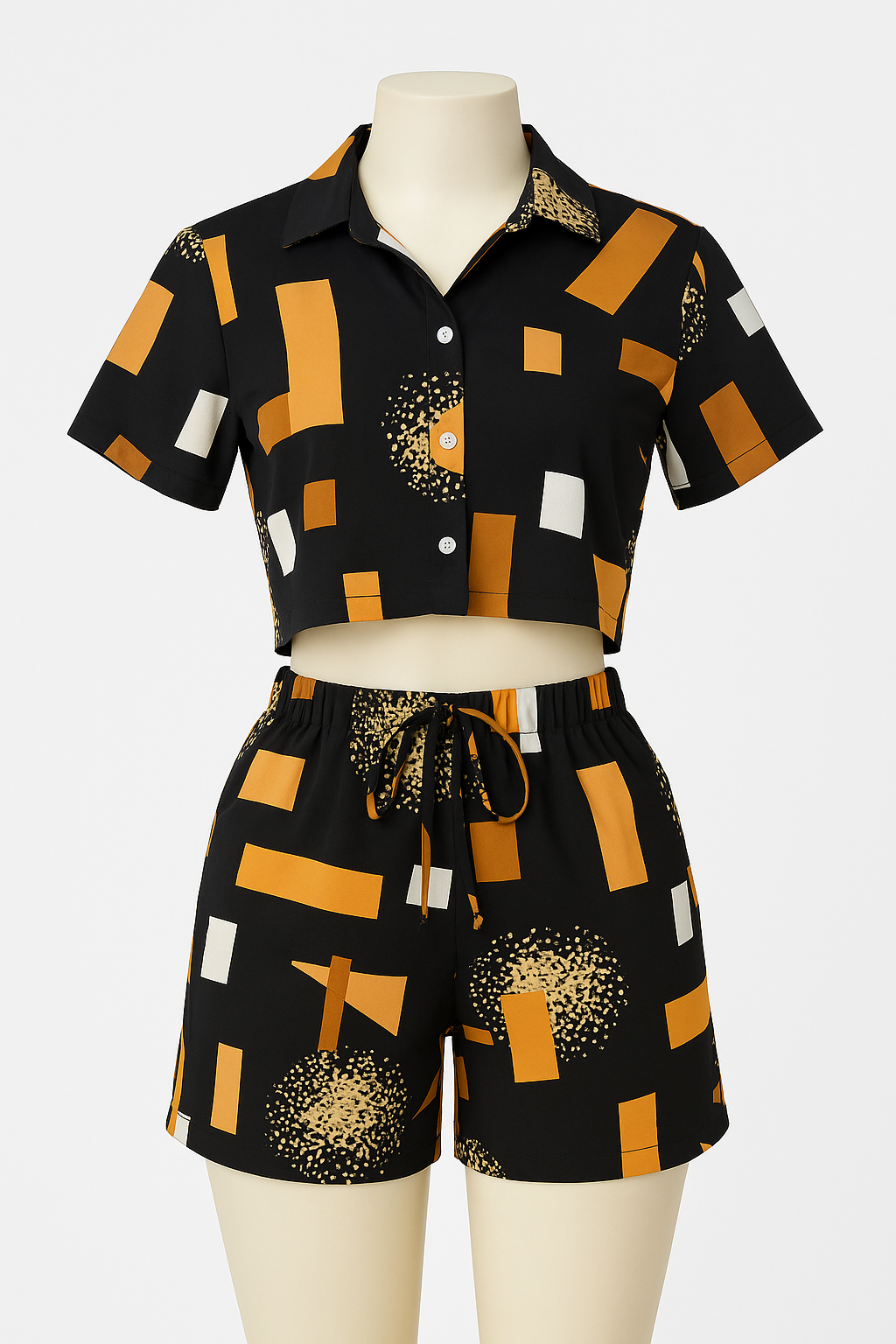 Crepe Two-Piece Crop Top & Shorts Set | Elegant Summer Outfit | Women’s Fashion