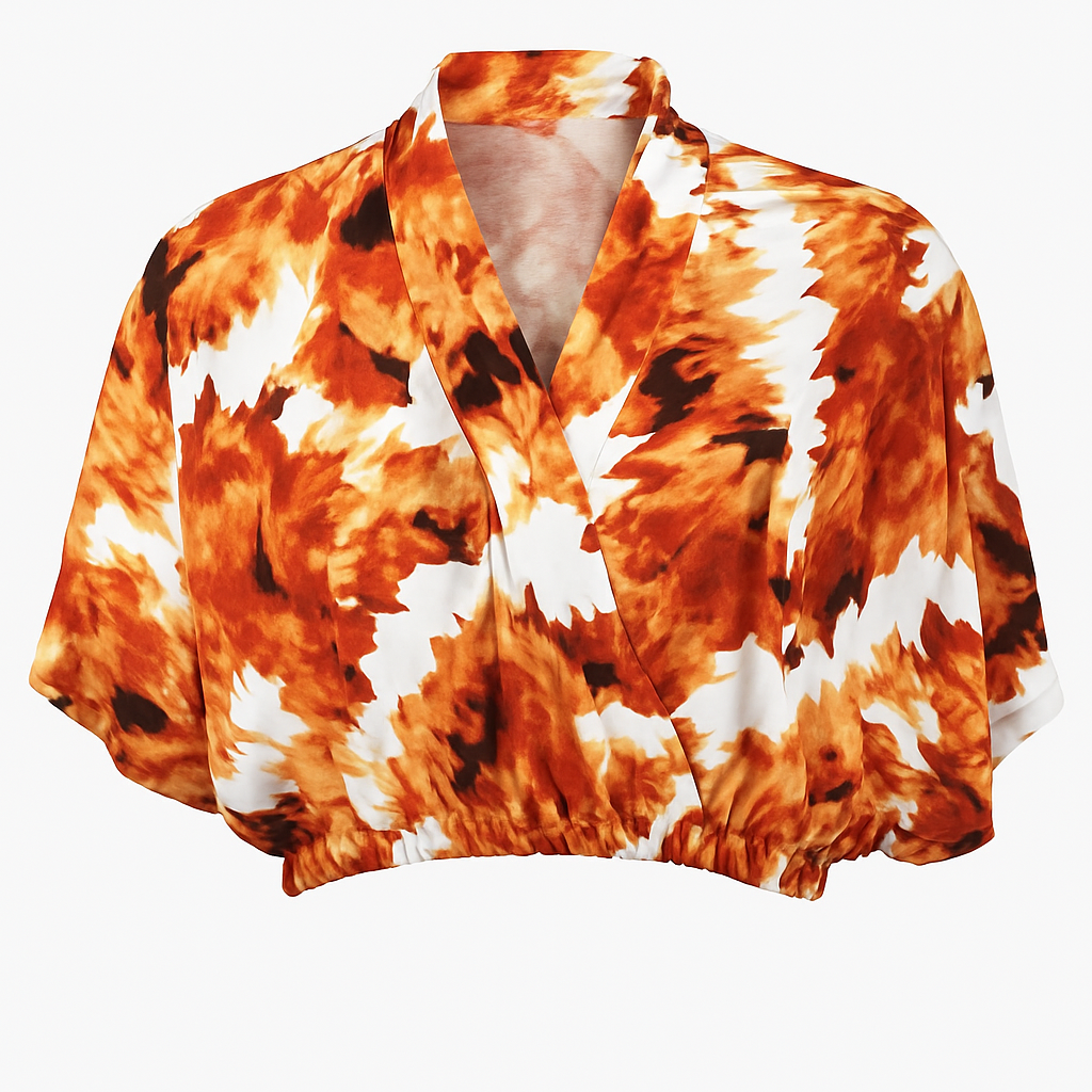 Luxury African Print Two-Piece Set (Top & Trouser) – Bold Tie-Dye Crepe Design