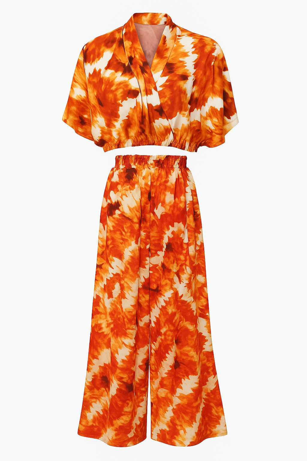 Luxury African Print Two-Piece Set (Top & Trouser) – Bold Tie-Dye Crepe Design